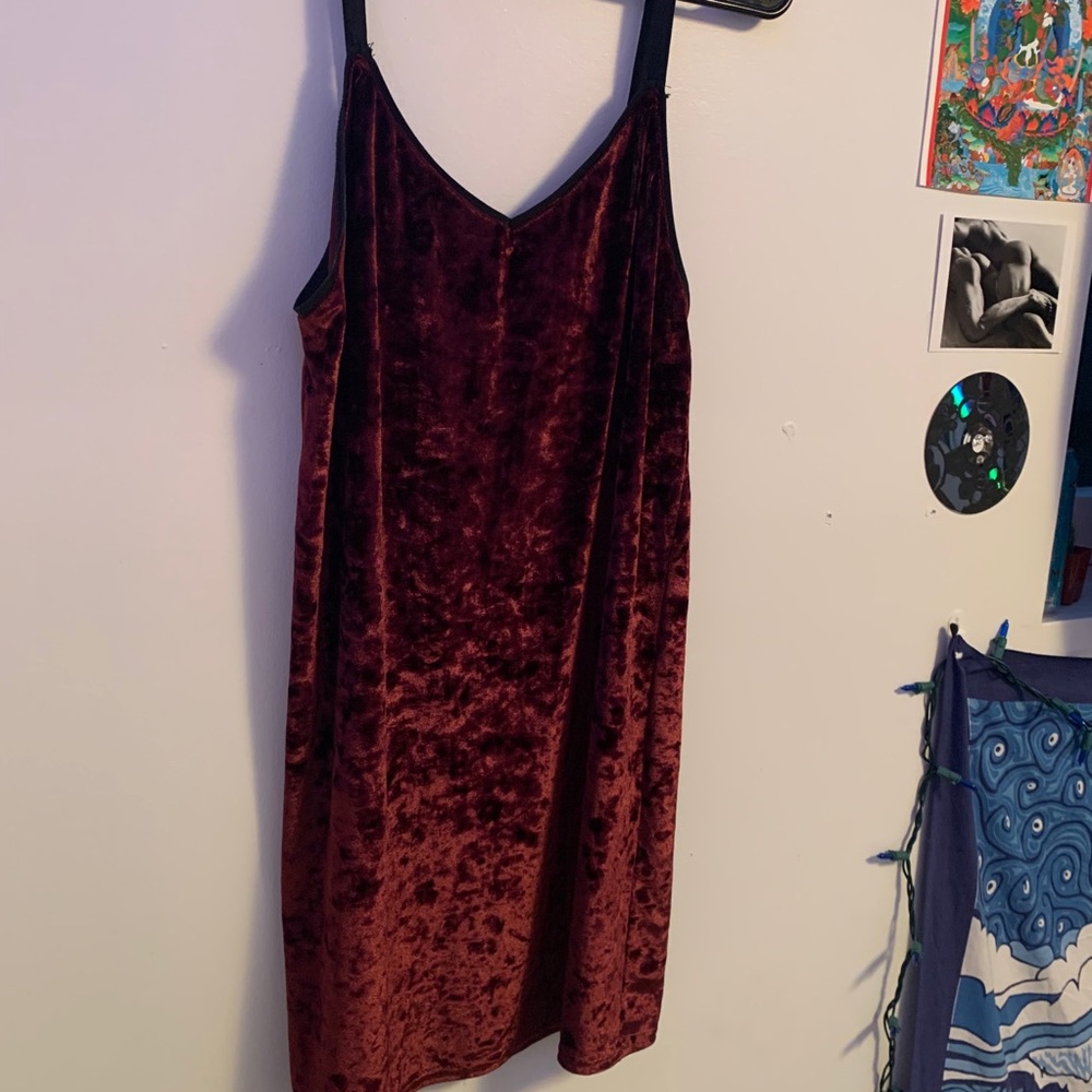 Burgundy crushed velvet Topshop minidress
